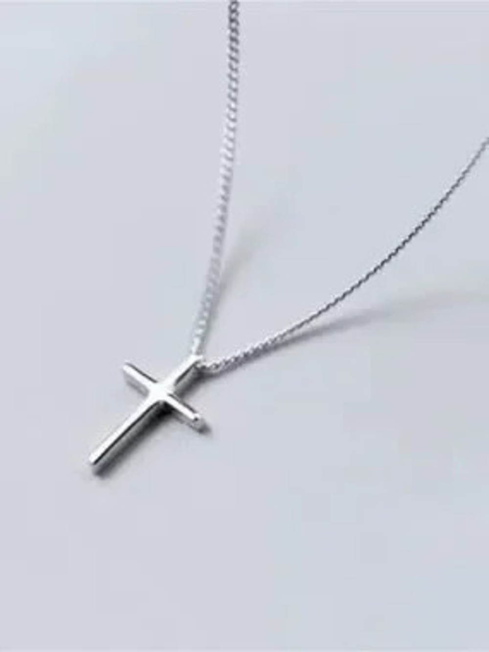 Delicate Sterling Silver Cross Pendant Necklace - Silver